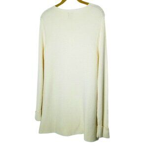 Lori Goldstein LOGO Cream Textured Knit Long Sleeve Sweater Top Womens Size M Co